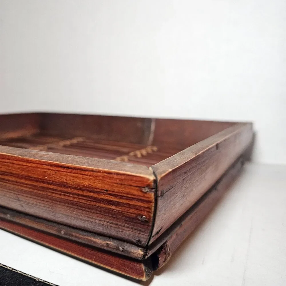 Cherry Red Bamboo Serving Tray Bohemian